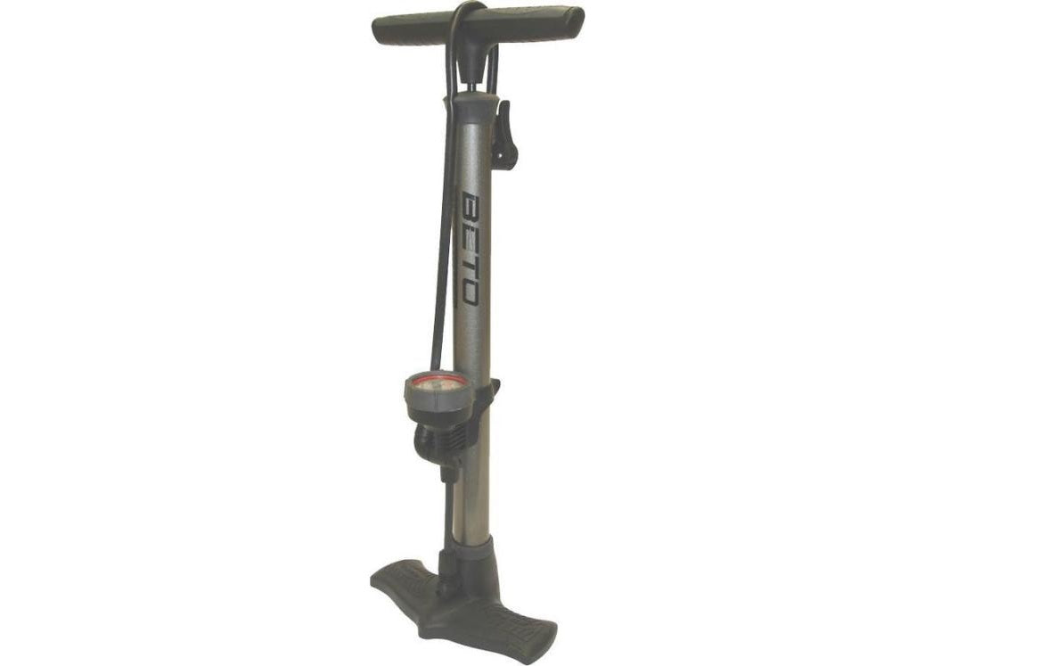 Beto Pompe à pieds Vélo , universelle avec manometre 11 BAR et kit de valve pour ballon