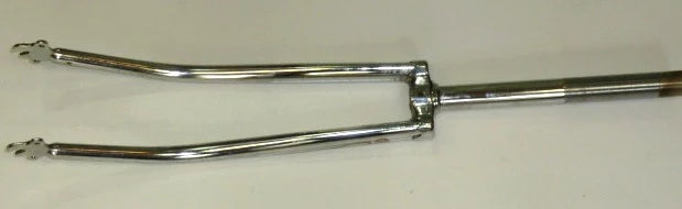 Fourche,1p, 27" chromée , pivot 25 cm, pas de vis (filets)15cm +fixation : garde -boue , porte-bagages
