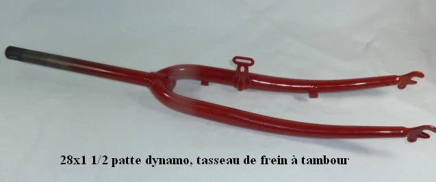 Hollandaise:1p, 28x1 1/2 avec patte de dynamo et tasseaux de frein à tambour- Rouge