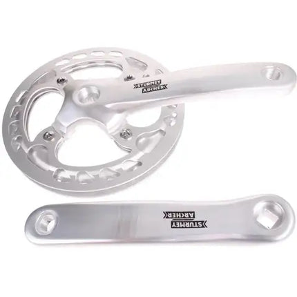 Pédalier SA 42 dents 170 mm avec double protège chaîne, Argent