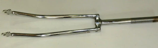 Fourche,1p, 27" chromée , pivot 25 cm, pas de vis (filets)15cm +fixation : garde -boue , porte-bagages