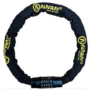 AUVRAY ANTIVOL CHAINE A CODE L.120cm - D.8mm - NIV.6/10 - GAINE NYLON NOIR