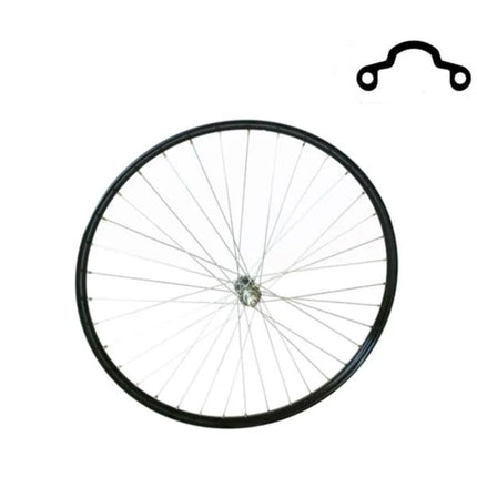 ROUE AVANT 28 X 1/2 (635-22), ALU., NOIR, AXE PLEIN, POUR VELO HOLLANDAIS CLASSIQUE