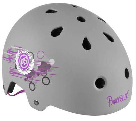 Powerslide:ALLROUND  PHUZHION Casque Vélo, skate et roller. Gris, decoré fleur , Haute impacte, coque ABS